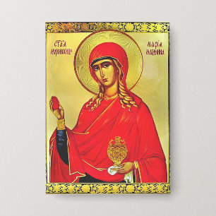 Saint Mary Magdalene orthodox icon Button