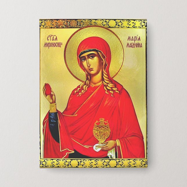 Saint Mary Magdalene orthodox icon Button (Front)