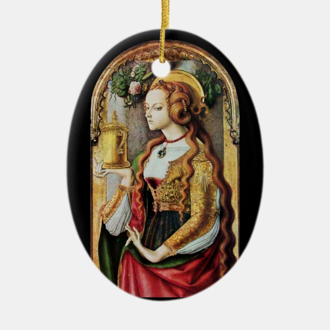 SAINT MARY MAGDALENE , Parchment Ceramic Ornament (Front)