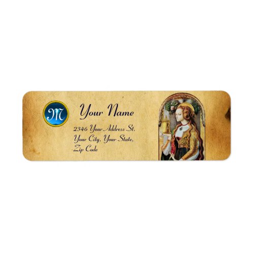 SAINT MARY MAGDALENE Parchment Gemstone Monogram Label