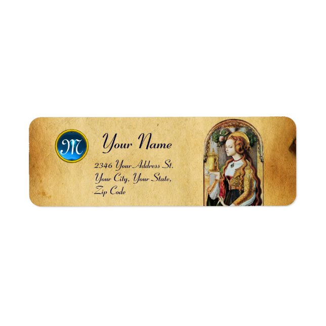 SAINT MARY MAGDALENE Parchment Gemstone Monogram Label (Front)