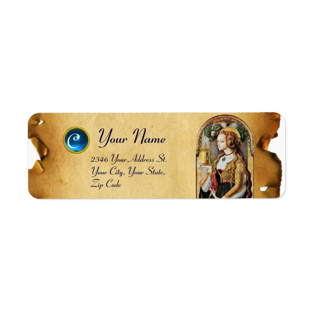 SAINT MARY MAGDALENE Parchment Gemstone Monogram Label (Front)