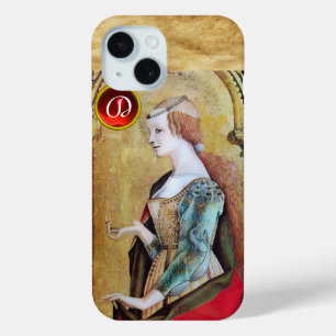 SAINT MARY MAGDALENE Parchment Ruby Gem Monogram iPhone 15 Case