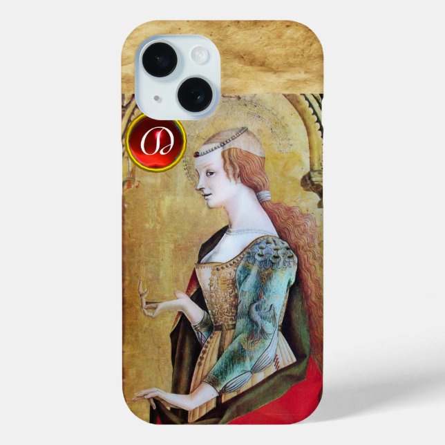 SAINT MARY MAGDALENE Parchment Ruby Gem Monogram Case-Mate iPhone Case (Back)