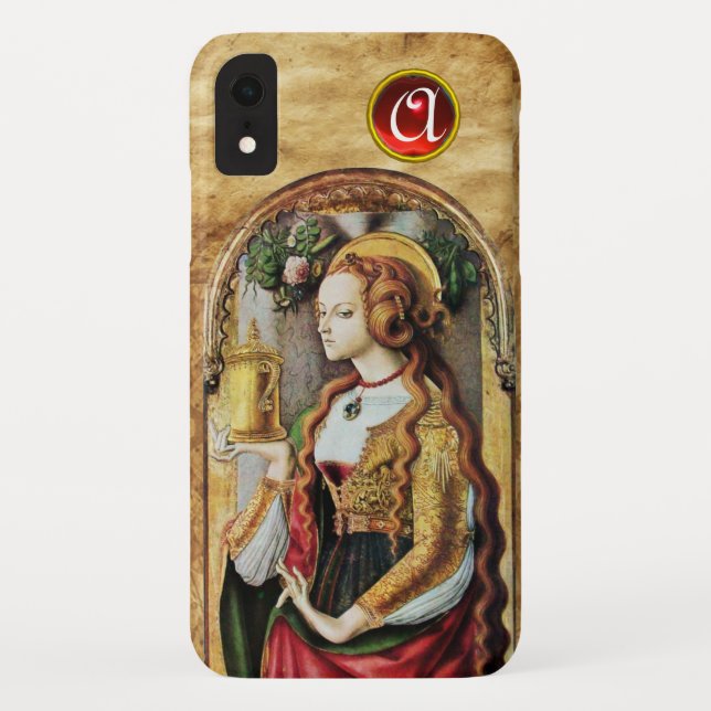 SAINT MARY MAGDALENE Parchment Ruby Gem Monogram Case-Mate iPhone Case (Back)