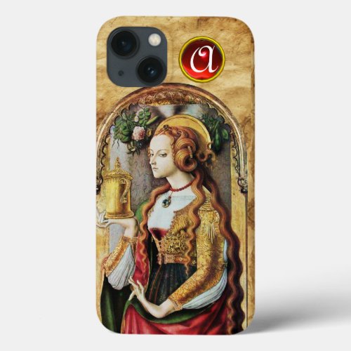 SAINT MARY MAGDALENE Parchment Ruby Gem Monogram iPhone 13 Case