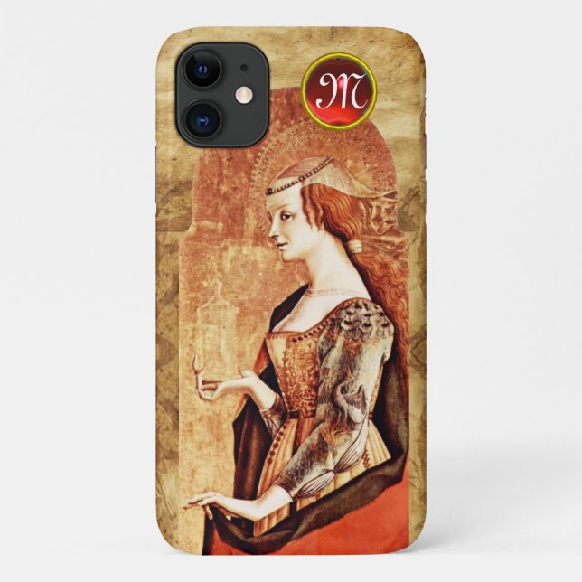 SAINT MARY MAGDALENE Parchment Ruby Gem Monogram Case-Mate iPhone Case (Back)