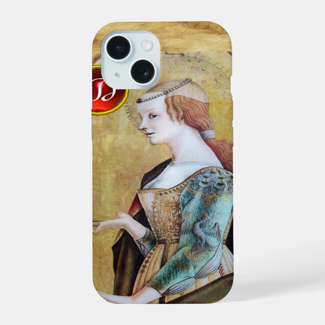 SAINT MARY MAGDALENE Parchment Ruby Gem Monogram Iphone Case (Back)