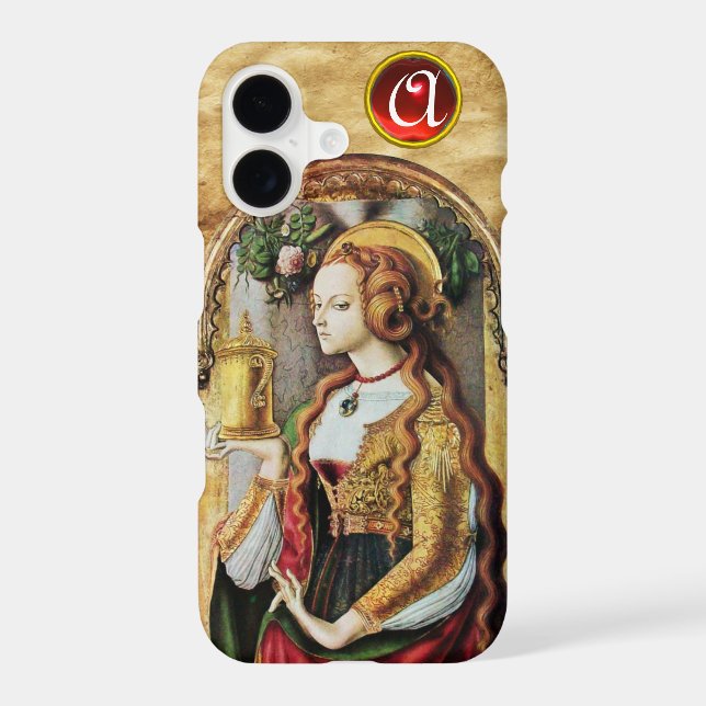SAINT MARY MAGDALENE Parchment Ruby Gem Monogram Iphone Case (Back)