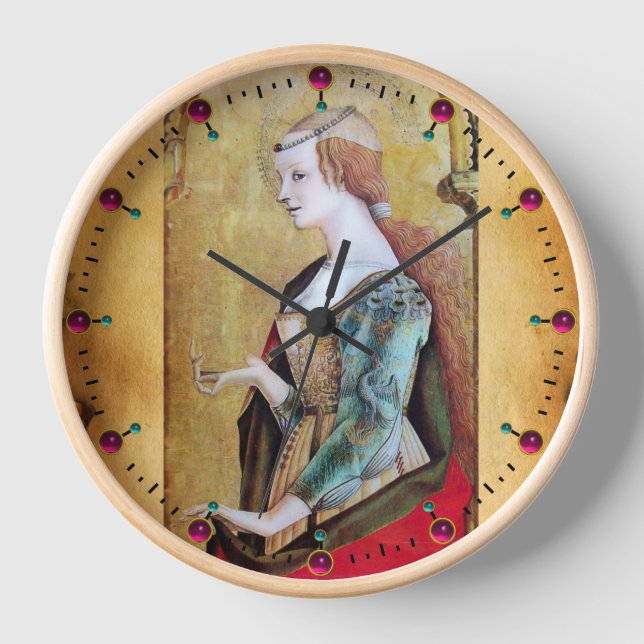 SAINT MARY MAGDALENE  PARCHMENT WALL CLOCK (Front)
