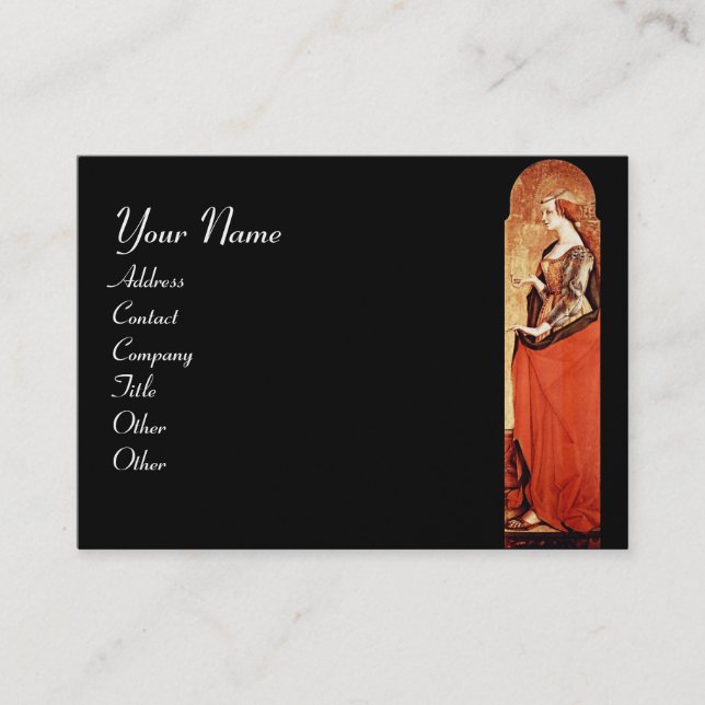 SAINT MARY MAGDALENE Red,Gold,Black Pearl Paper Business Card (Front)