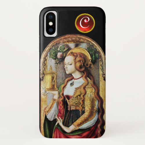 SAINT MARY MAGDALENE Ruby Gem Monogram Black iPhone X Case