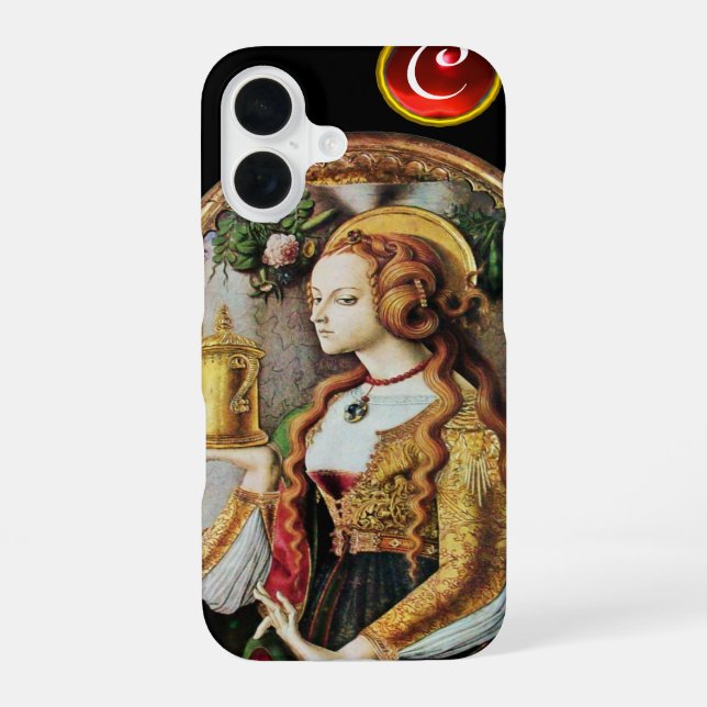SAINT MARY MAGDALENE  Ruby Gem Monogram ,Black Iphone Case (Back)