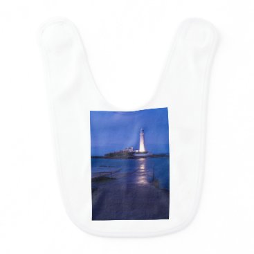 Saint Mary's Lighthouse at Whitley Bay Baby Bib Saint Mary's Lighthouse at Whitley Bay Baby Bib