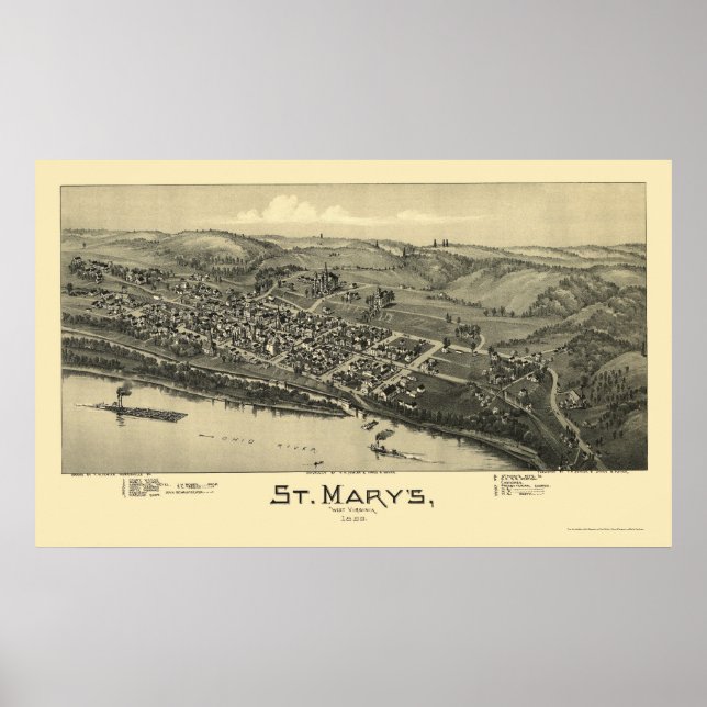 Saint Mary's, WV Panoramic Map - 1895 Poster (Front)