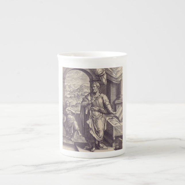 Saint Matthew Engraving Divine Inspiration Bone China Mug (Front)
