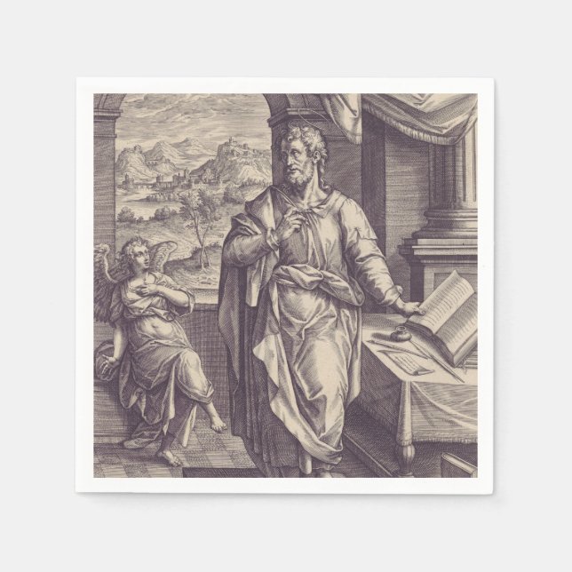 Saint Matthew Engraving Divine Inspiration Napkins (Front)