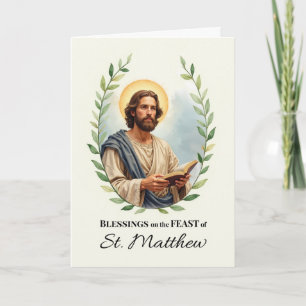 Saint Matthew Feast Day Blessings Leafy Wreath Card