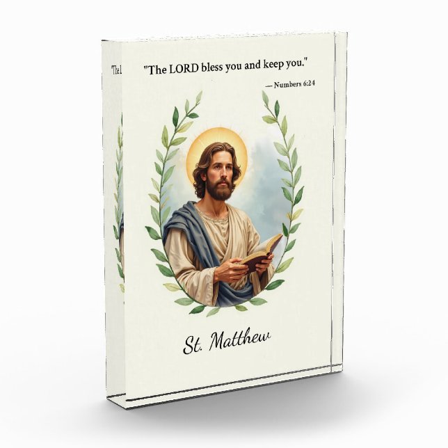 Saint Matthew God's Peace and Blessings Scripture Acrylic Award (Left)