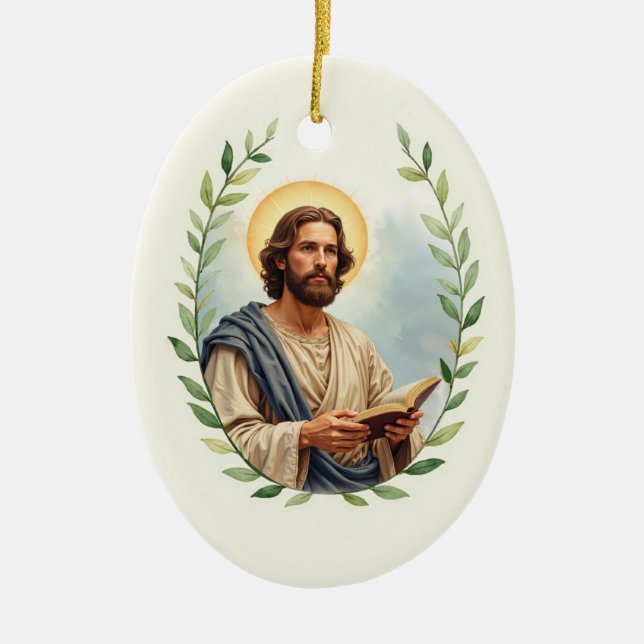 Saint Matthew God's Peace and Blessings Scripture Ceramic Ornament (Front)