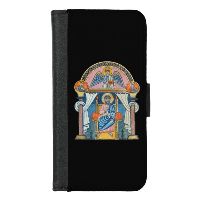 Saint Matthew Medieval Manuscript Art iPhone Wallet Case (Front)