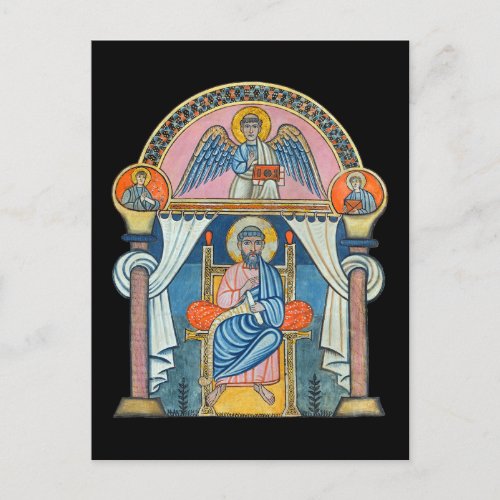 Saint Matthew Medieval Manuscript Art Postcard