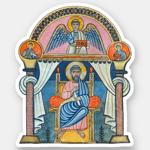 Saint Matthew Medieval Manuscript Art Sticker