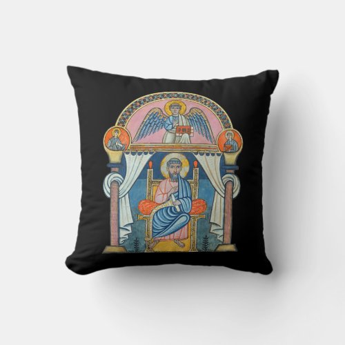 Saint Matthew Medieval Manuscript Art Throw Pillow