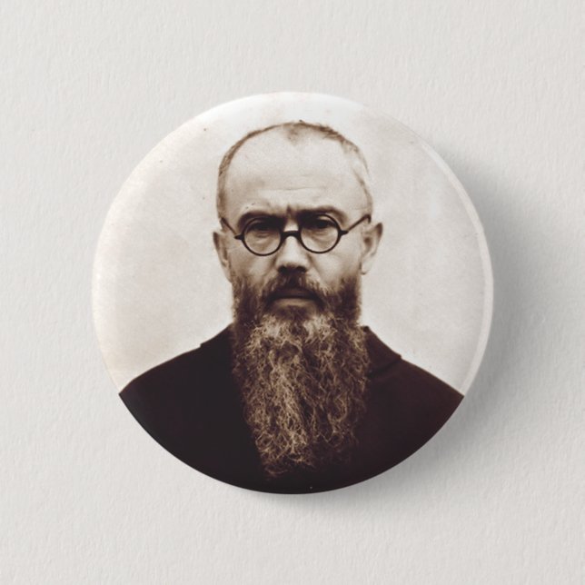Saint Maximilian Kolbe Polish Catholic priest Button (Front)