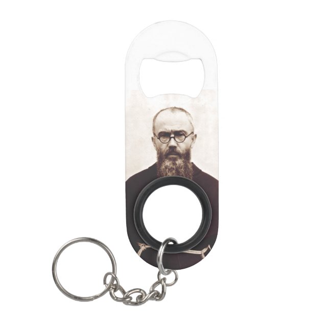 Saint Maximilian Kolbe Polish Catholic priest Keychain Bottle Opener (Front)