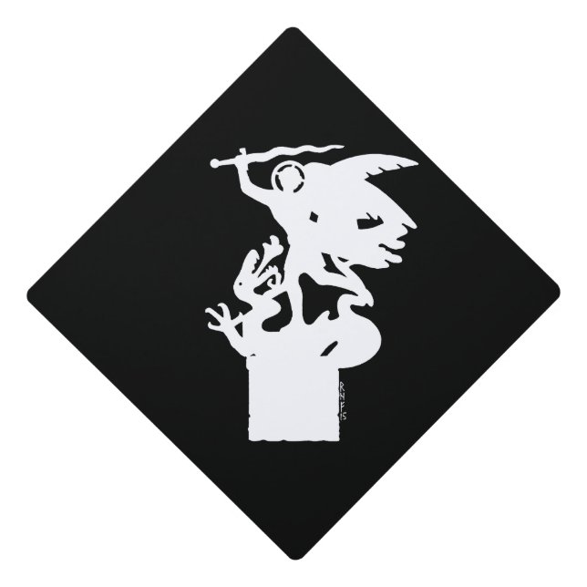 Saint Michael and Dragon (in White) Graduation Cap Topper (Front)