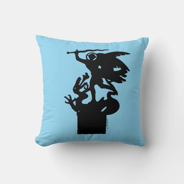 Saint Michael and Dragon Throw Pillow (Front)