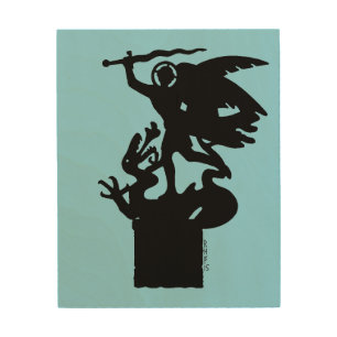 Saint Michael and Dragon Wood Wall Art