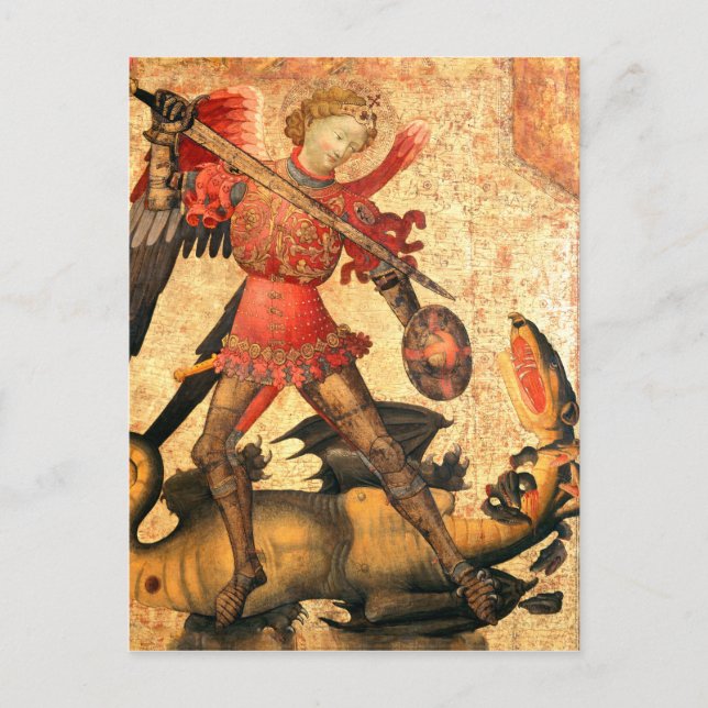 Saint Michael and the Dragon (15th Century) Postcard (Front)
