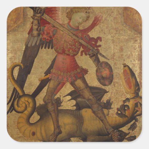 Saint Michael and the Dragon Square Sticker