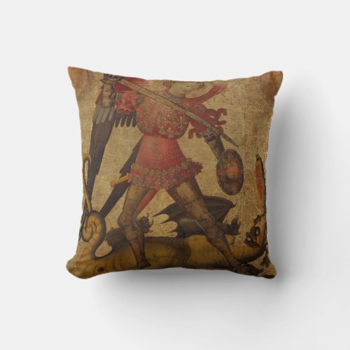 Saint Michael and the Dragon Throw Pillow