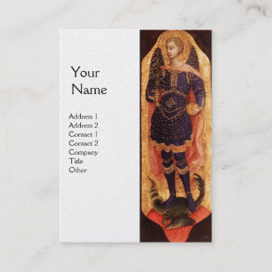 SAINT MICHAEL ARCHANGEL AND DRAGON MONOGRAM silver Business Card