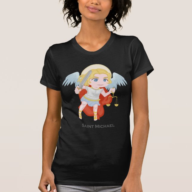 Saint Michael Archangel Cute Catholic T-Shirt (Front)