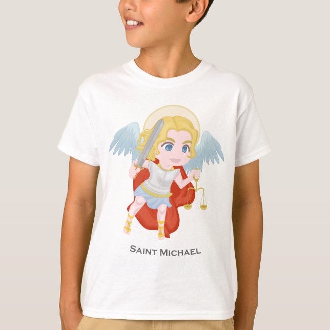 Saint Michael Archangel Cute Catholic T-Shirt (Front)