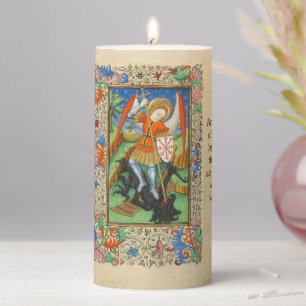 Saint Michael Archangel Medieval art Pillar Candle