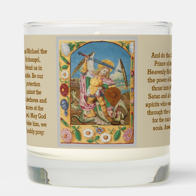 Saint Michael Archangel Medieval Art Scented Candle (Front)