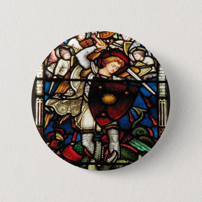 SAINT MICHAEL ARCHANGEL PINBACK BUTTON (Front)