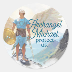 Saint Michael Archangel Protection Protect Us Classic Round Sticker