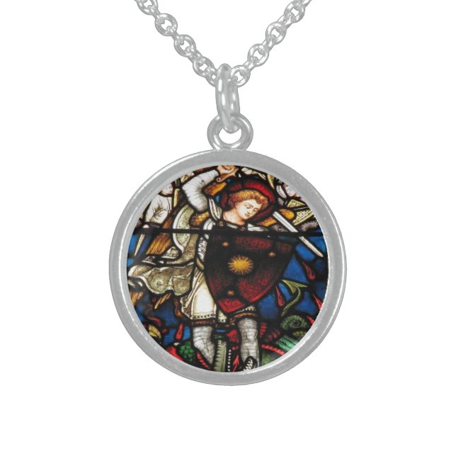 SAINT MICHAEL ARCHANGEL {Sterling Silver} Sterling Silver Necklace (Front)