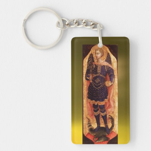 SAINT MICHAEL ARCHANGEL WITH DRAGON KEYCHAIN