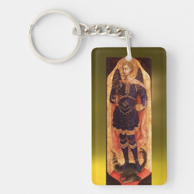 SAINT MICHAEL ARCHANGEL WITH DRAGON KEYCHAIN (Front)