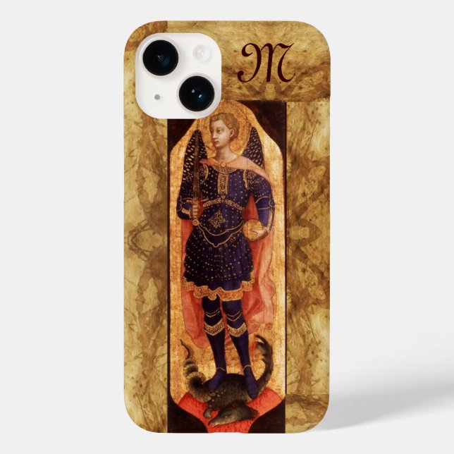 SAINT MICHAEL ARCHANGEL WITH DRAGON monogram Case-Mate iPhone Case (Back)