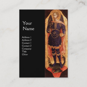 SAINT MICHAEL ARCHANGEL WITH DRAGON MONOGRAM gold Business Card