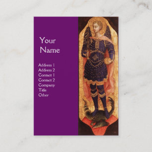 SAINT MICHAEL ARCHANGEL WITH DRAGON MONOGRAM gold Business Card