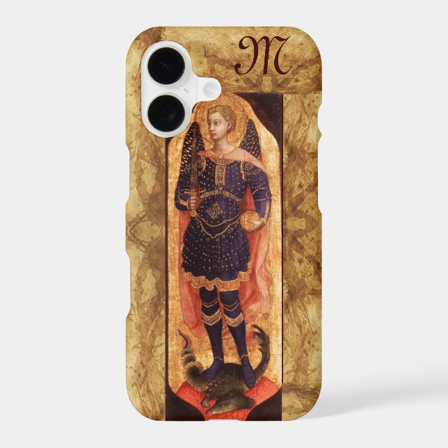 SAINT MICHAEL ARCHANGEL WITH DRAGON monogram Iphone Case (Back)